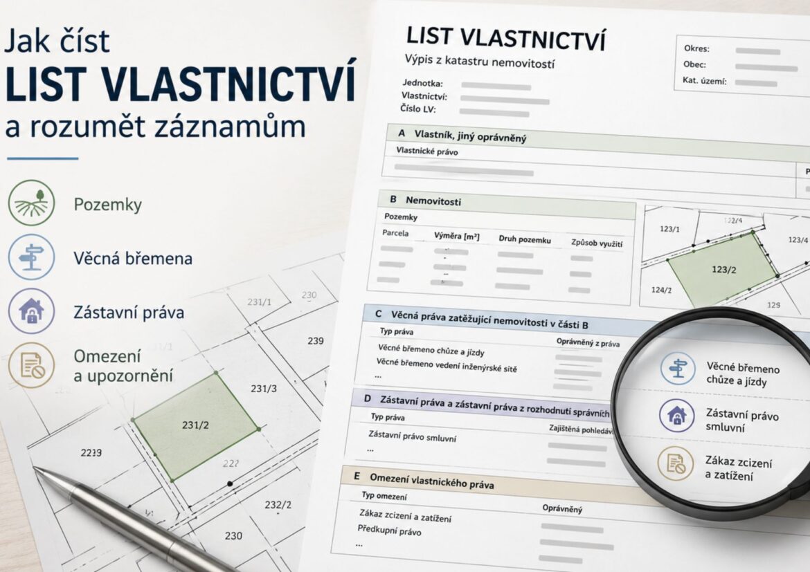Jak číst list vlastnictví – věcná břemena, zástavy a zákazy zcizení jednoduše